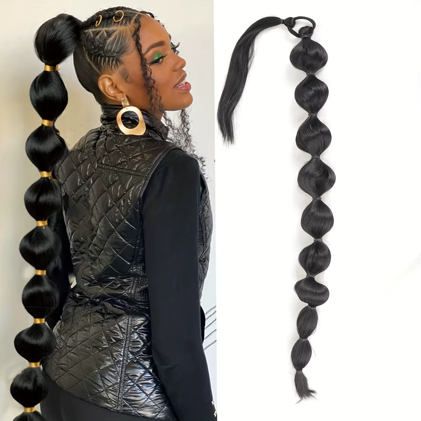 Extensions de cheveux synthétiques queue de cheval moelleuse africaine-tresse longue étendue avec qu