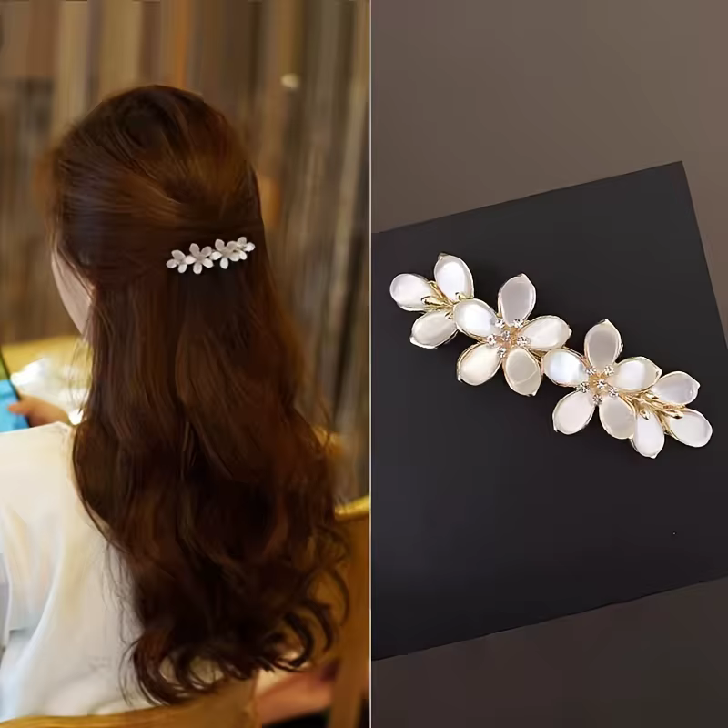 Pince à cheveux Vintage en strass Floral, 1 pièce, adaptée à toutes les saisons, parfaite pour les m