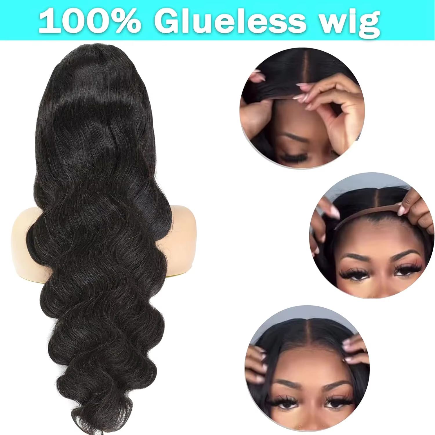 Perruque Body Wave 5x5 6x4 sans colle avec fermeture en dentelle, prête à porter, pré-coupée, en che