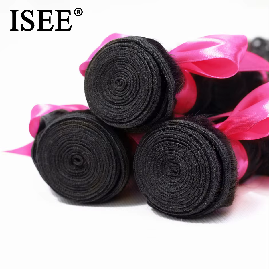 Tissage en lot mongol Deep Curly-ISEE HAIR, cheveux naturels, Deep Wave, extensions capillaires, ver