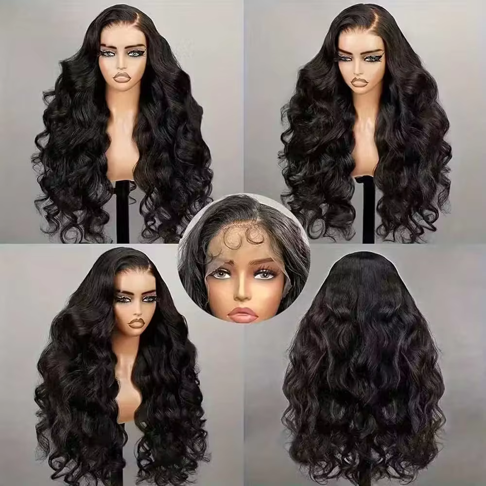 Perruque frontale en cheveux humains ondulés de 40-42 pouces, avec dentelle HD transparente 13x6 ou