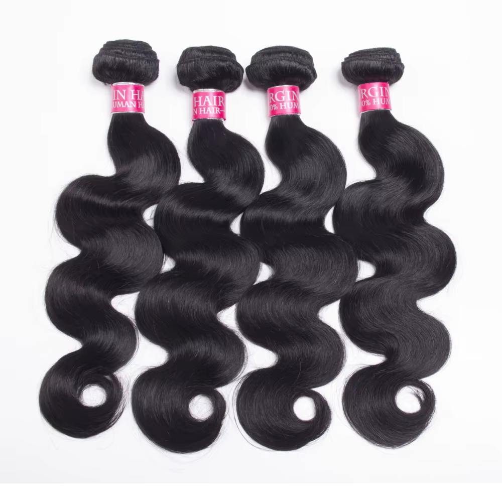 Extensions de Cheveux Humains Ondulés Naturels Brésiliens Remy – Lots de 1/3/4 Pièces Noirs Naturels