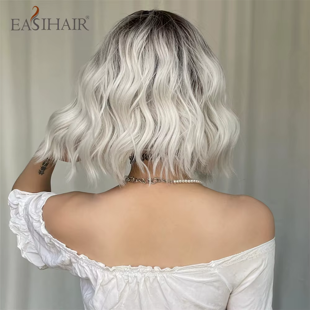 EASIHAIR – perruque synthétique Lolita courte et ondulée avec frange pour femmes, résistante à la ch