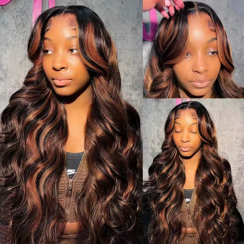 13x4 Ombre dentelle avant perruque cheveux humains mettre en évidence les cheveux humains 220% densi