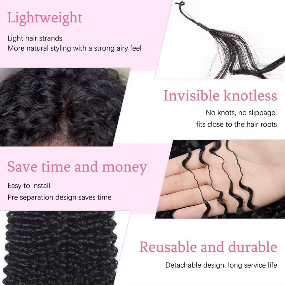 Mèches brésiliennes 100% naturelles Remy ondulées au Crochet, Extensions de cheveux invisibles avec
