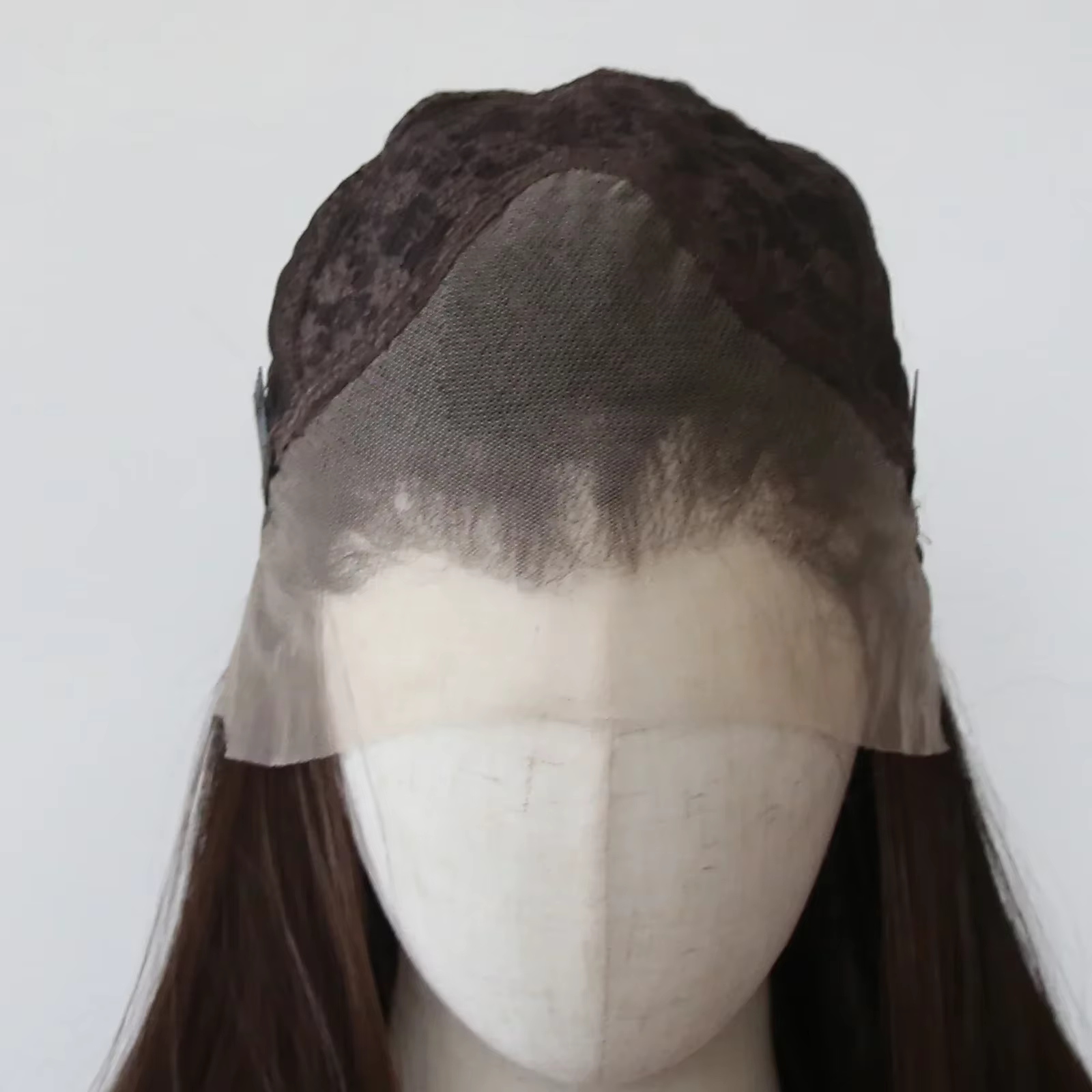 Ashely 13*4 brun foncé synthétique dentelle avant perruques marron longue droite dentelle avant perr