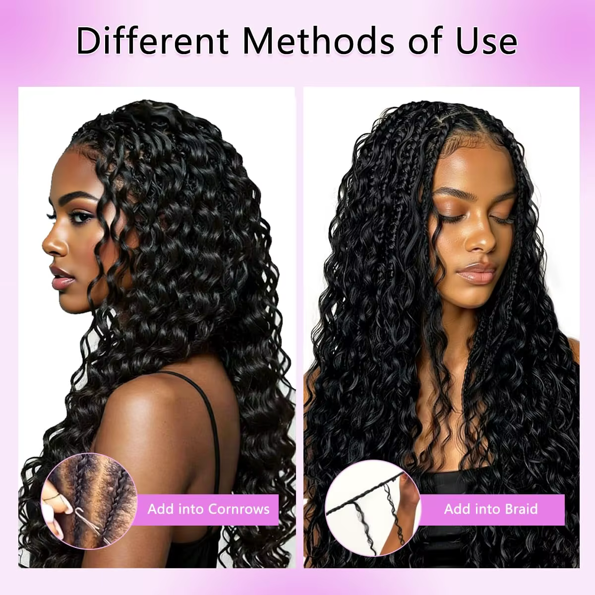 Extensions de cheveux au crochet sans nœuds, pré-séparées, ondulées profondes, 100 % cheveux humains