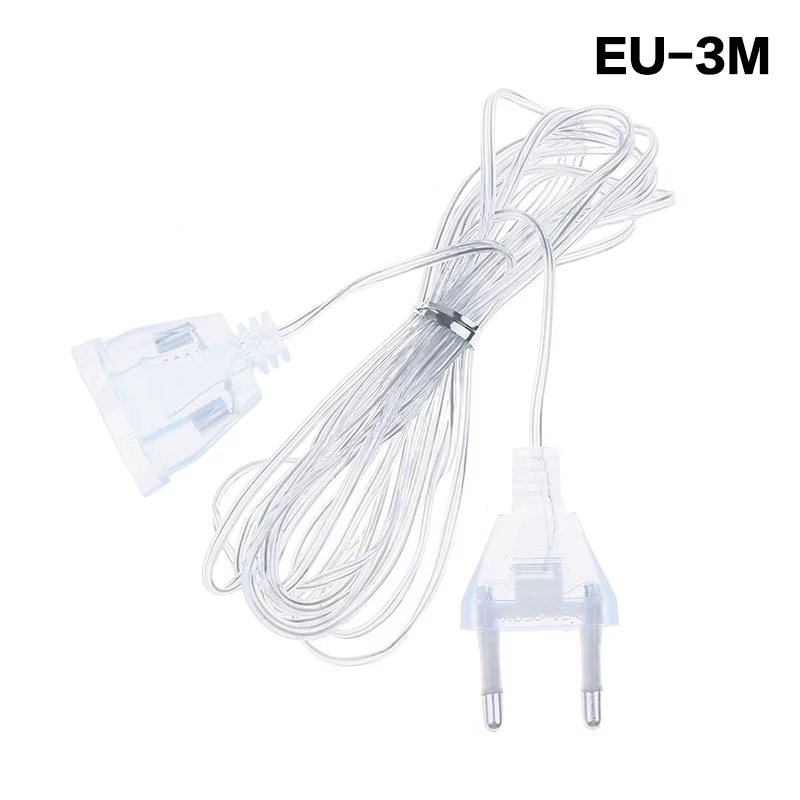 Câble d'extension de 3M/5M avec prise EU/US, cordon d'extension de puissance standard pour guirlande