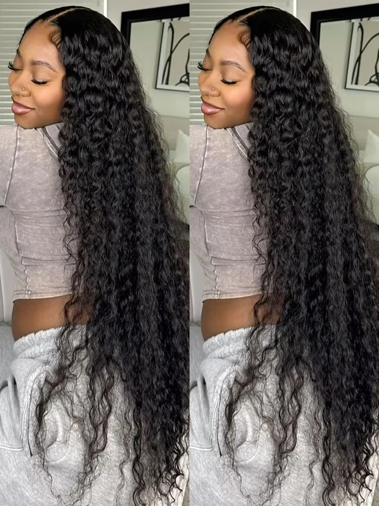 300 densité vague d'eau perruque de cheveux humains 30 40 pouces sans colle vague profonde 13x6 Hd b