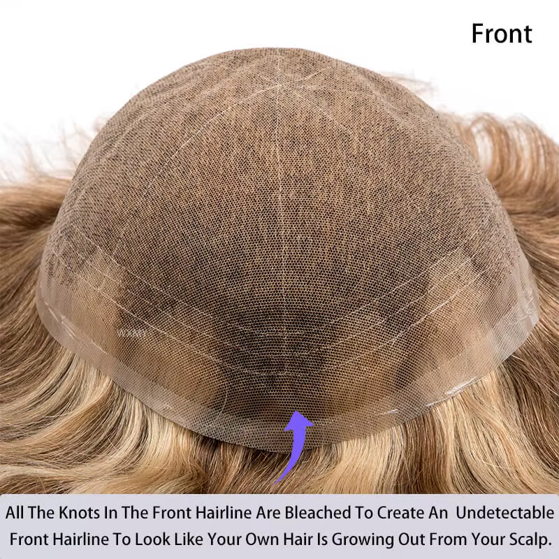 Base de dentelle française complète prothèse de cheveux masculins toupet respirant pour hommes perru