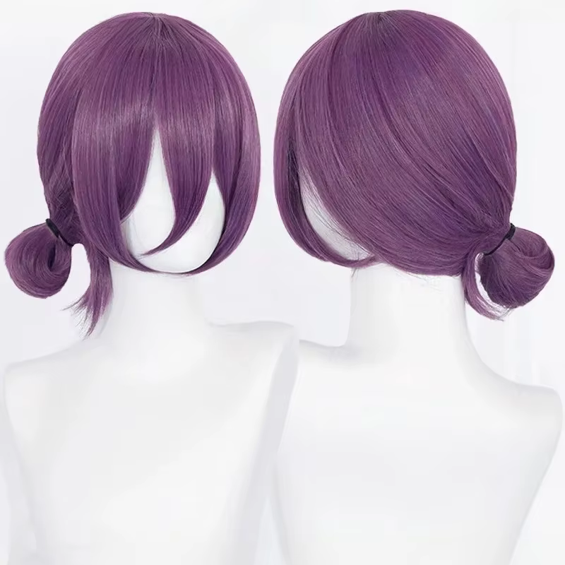 Perruque de Cosplay Anime Reze, perruque violette de 45cm avec collier, Costume de Cosplay pour femm