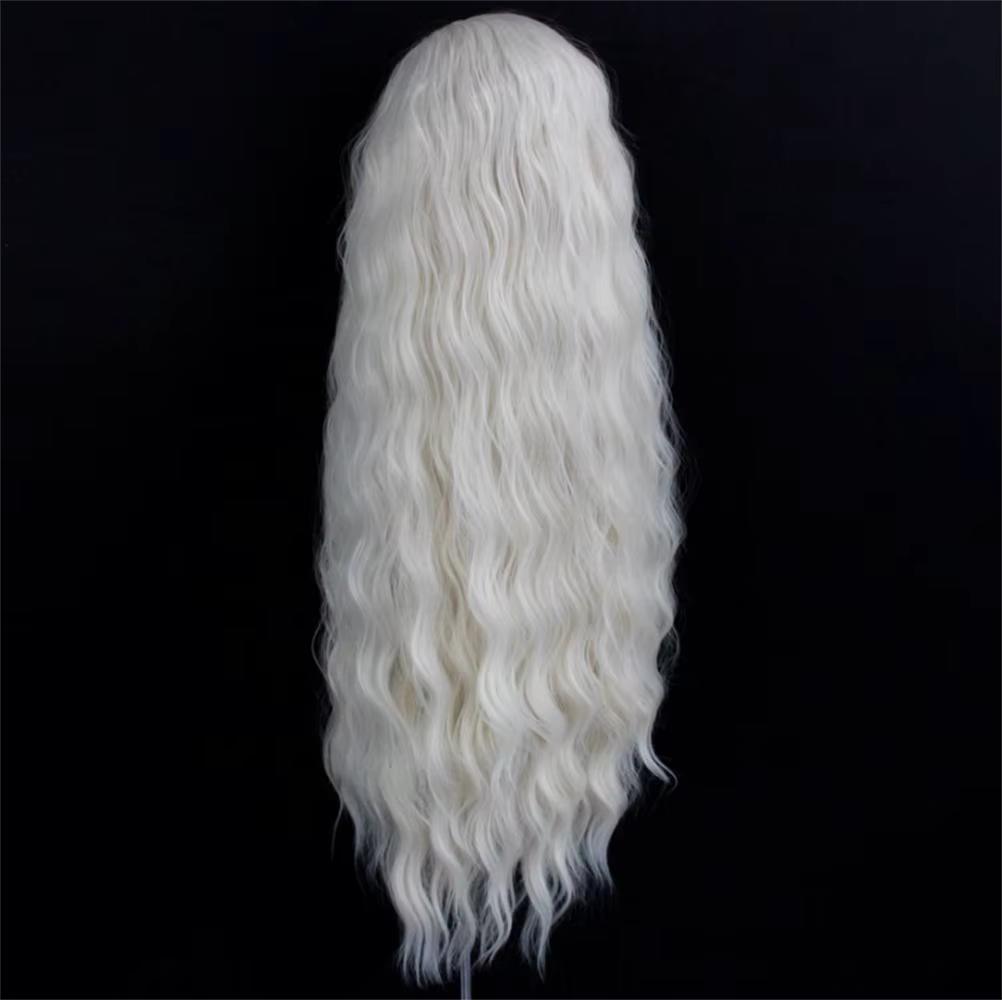 Perruque Lace Front Wig synthétique ondulée Blonde platine, perruque longue ondulée naturelle pour f