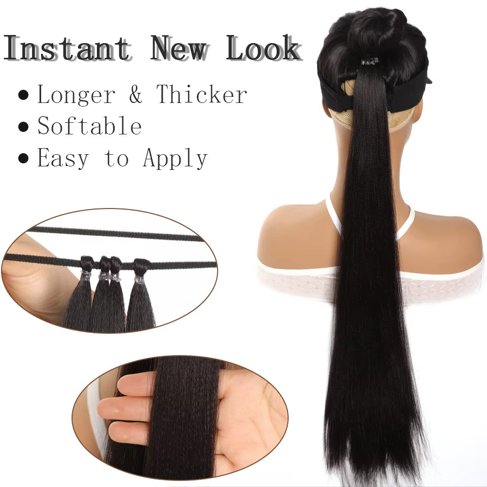 Queue de cheval droite synthétique de 28 pouces avec Extensions de cheveux élastiques à la mode pour