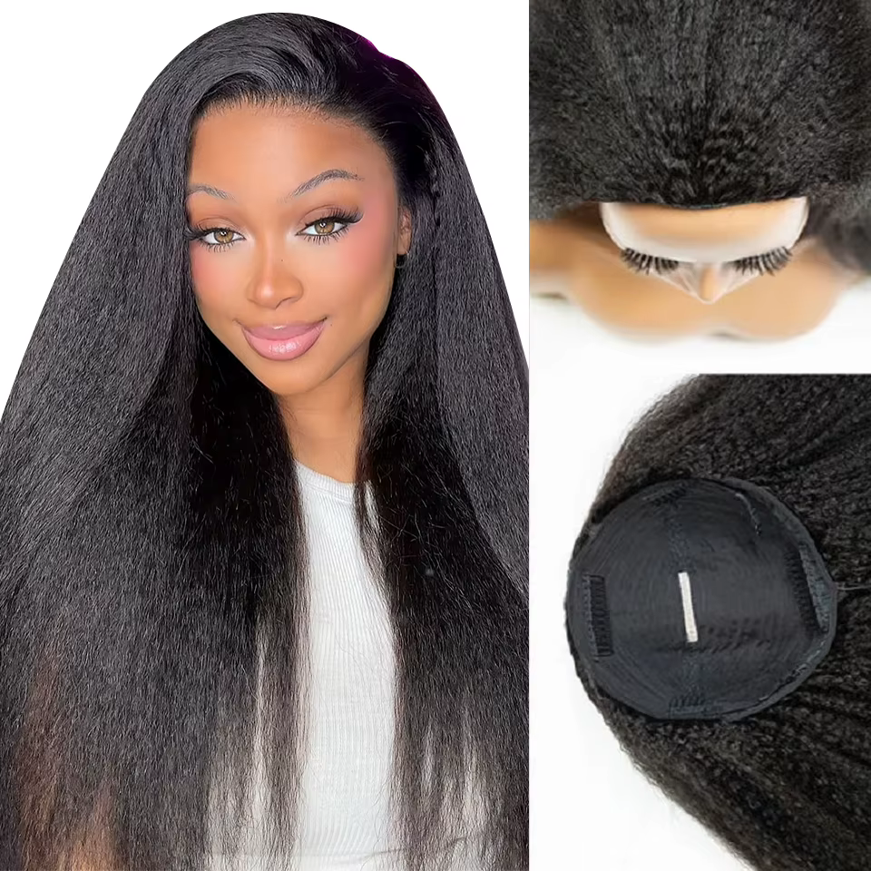 ISEE cheveux demi perruques crépus droites sans colle perruques cheveux humains mise à niveau 3 en 1
