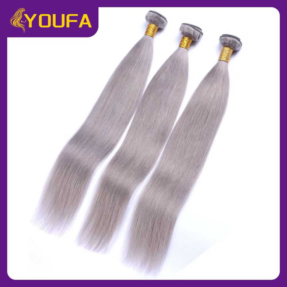 Tissage en lot brésilien 100% naturel lisse, couleur grise, Extensions de cheveux, lot de 1/3/4 pièc
