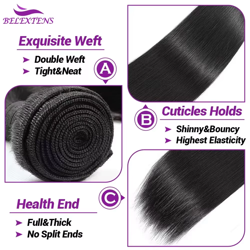 Tissage Cheveux Humains Mèches avec Closures 4x4 5x5 6x6 Brésiliens Extensions Cheveux Tissage Avec