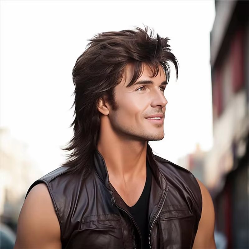 HAIRJOY cheveux synthétiques mulet perruque adulte drôle perruques pour hommes Pop Rock perruque Joe