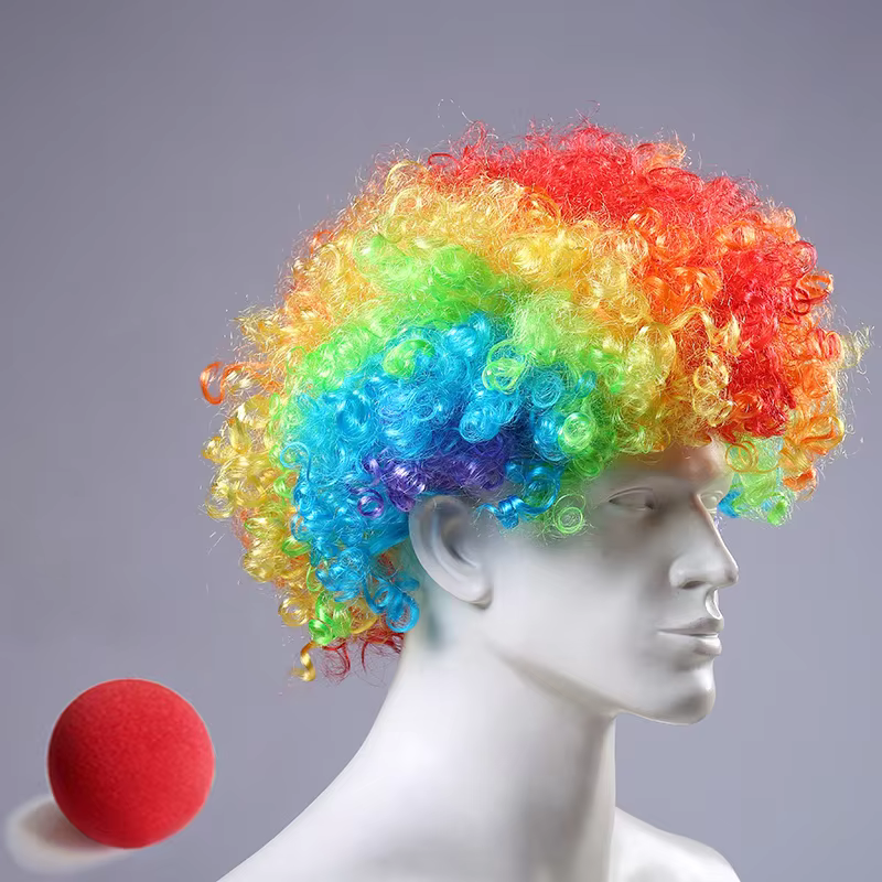 Perruque de Clown colorée perruque synthétique Afro bouclée Cosplay pour hommes femmes perruque de f