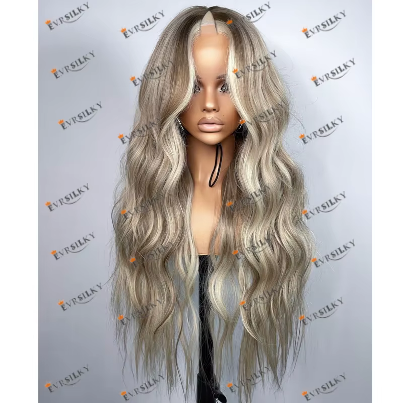 Perruques complètes en cheveux Remy pour femmes noires, perruques en U, balayage blond platine, tail