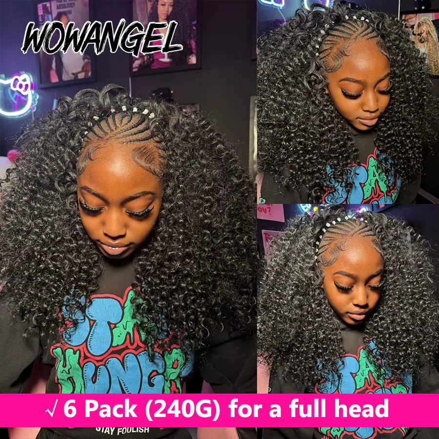 Extensions de cheveux humains au Crochet, cheveux humains bouclés et invisibles, pré-séparés, sans n