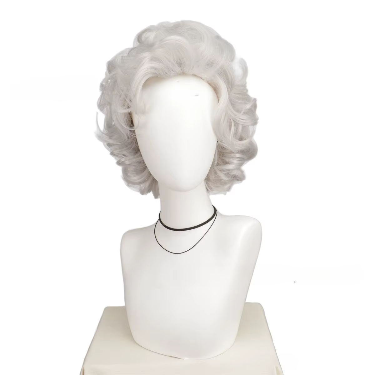 Perruque de vieille dame pour femmes perruques grises pour femmes perruque de grand-mère avec frange