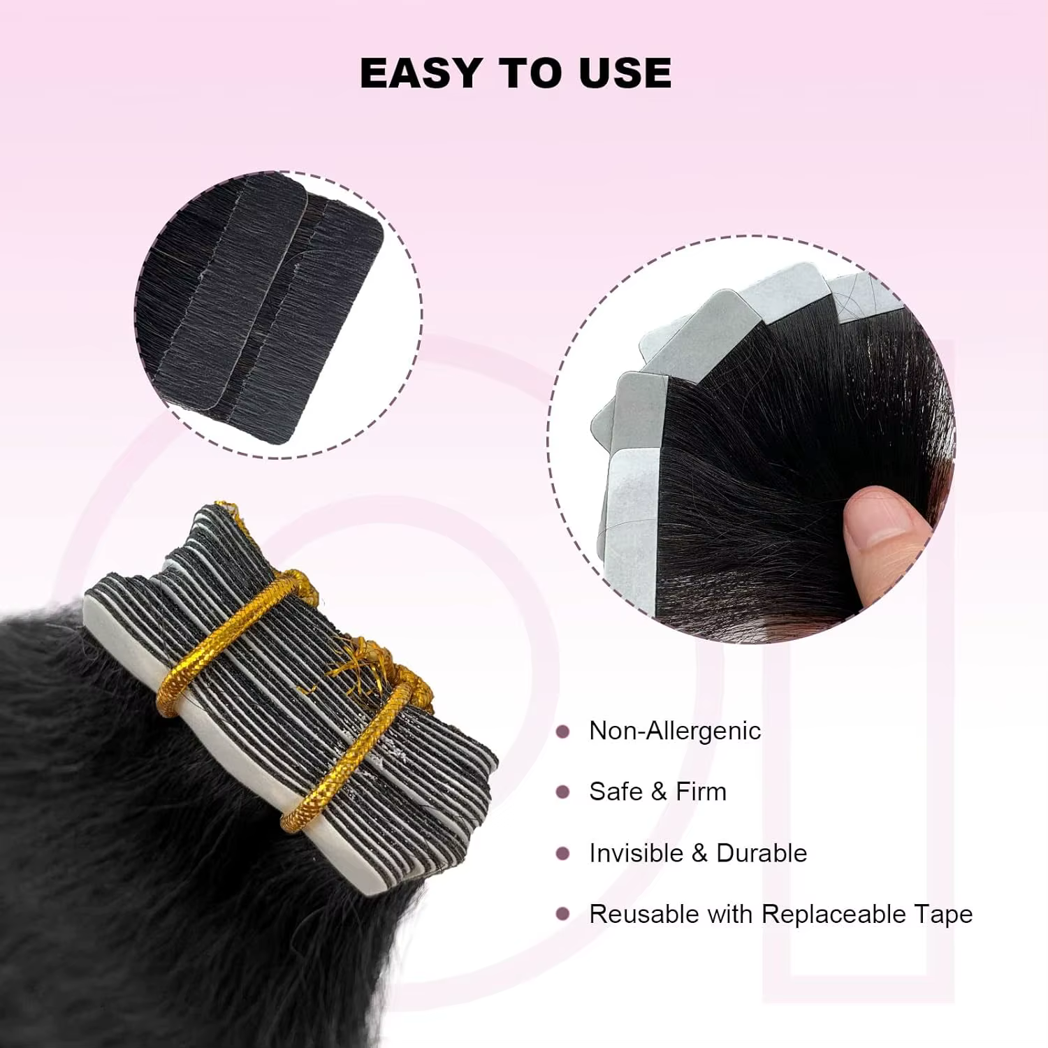 Extensions de Cheveux 100% Naturels Brésiliens Remy Lisses avec Colle Adhésive pour Femme, 50g, 20 P