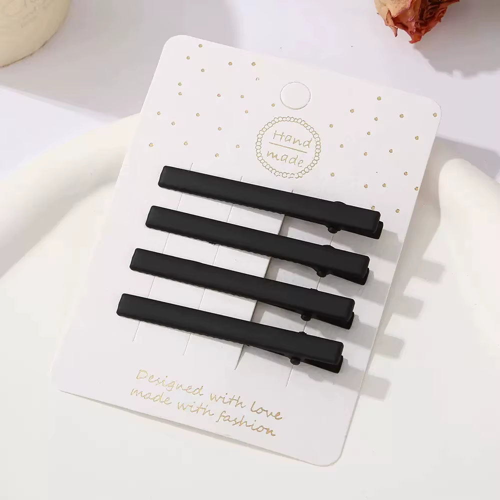 Pince à cheveux noire mate, nouvelle collection, sans trace, pour cheveux raides, pince bec de canar