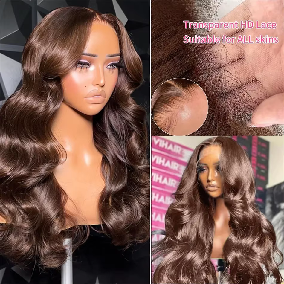 Perruque Lace Front HD 13x6 en cheveux humains, 30 pouces, Perruque Lace Frontal 13x4, couleur marro