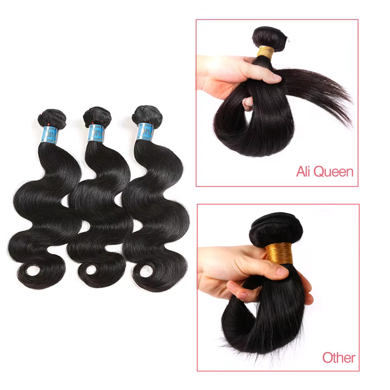 Ali Queen cheveux péruvien vague de corps cheveux humains vierges crus paquets 8 "-28" couleur natur