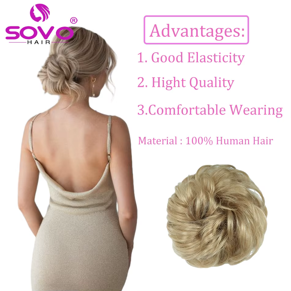 100% cheveux humains chignon vrais