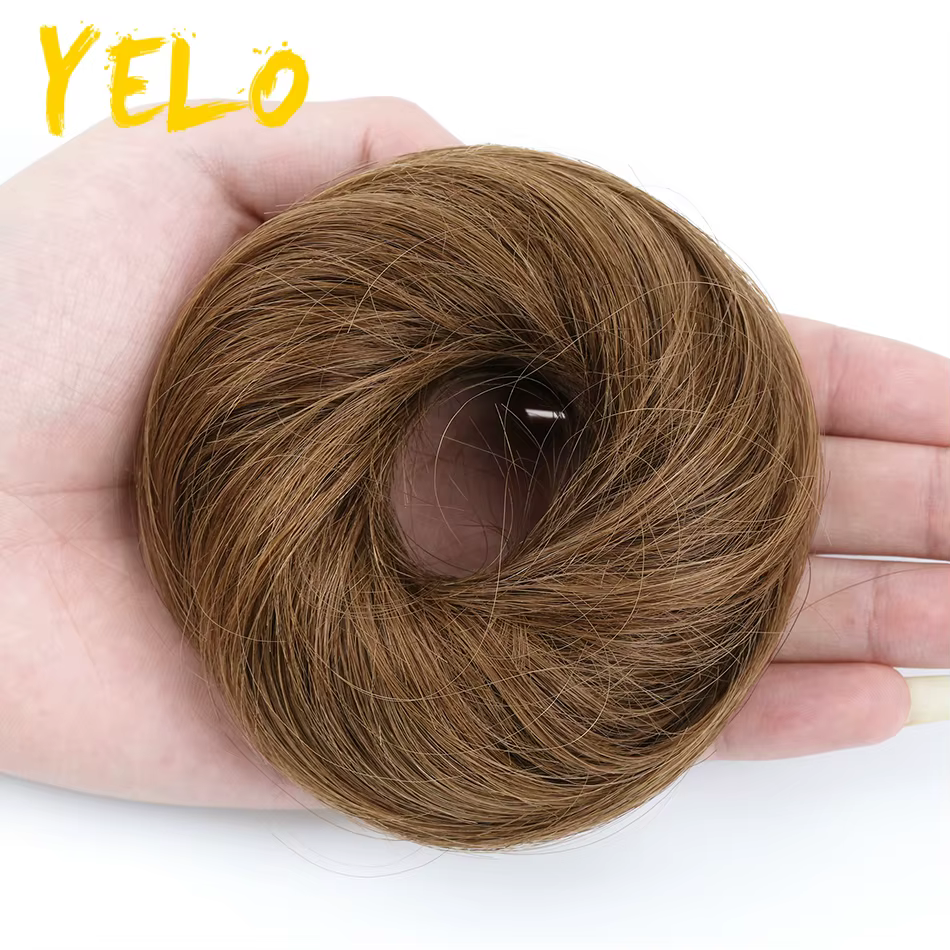 Chignon en cheveux humains lisses avec effet balayage