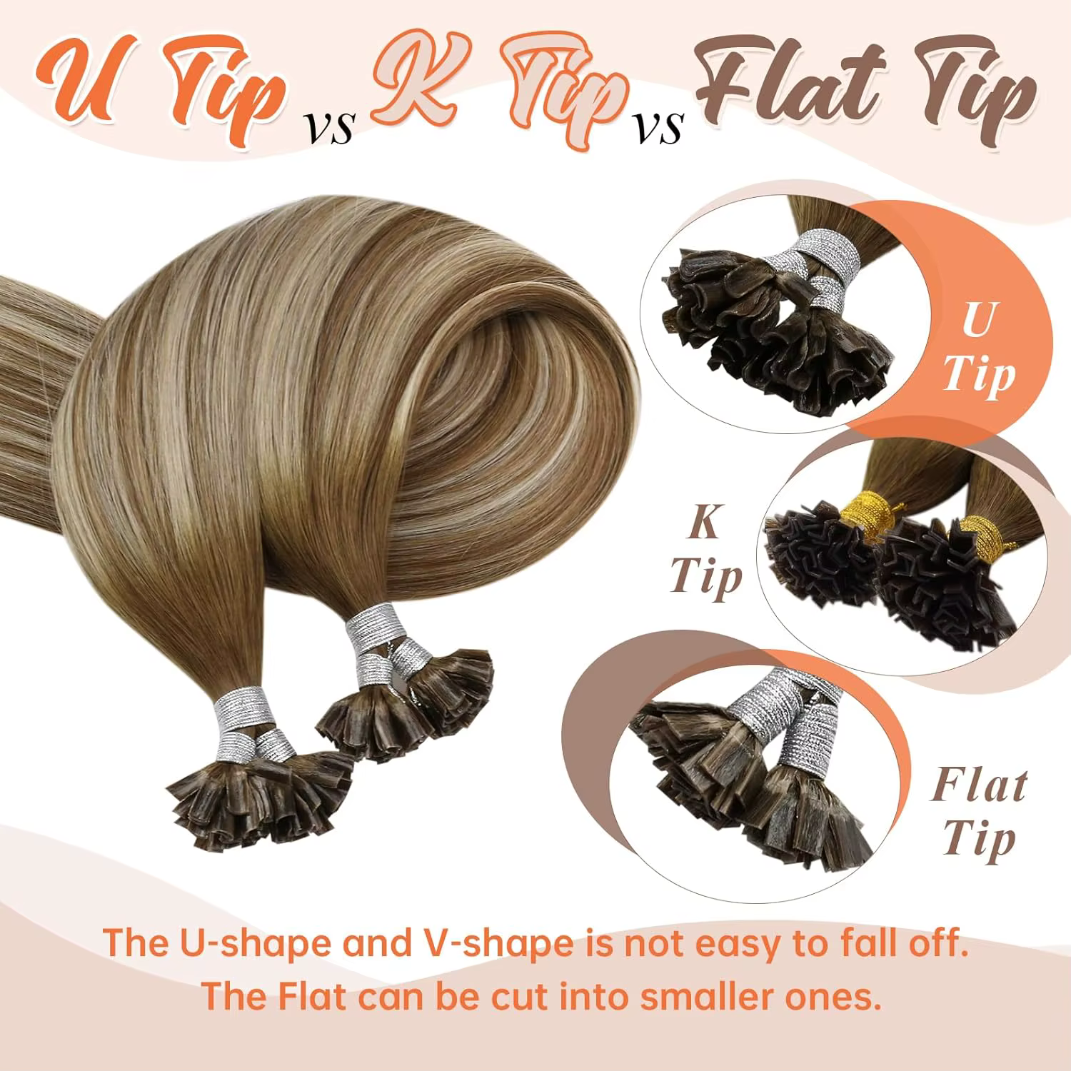 U pointe pré-collé Extensions de cheveux vrais