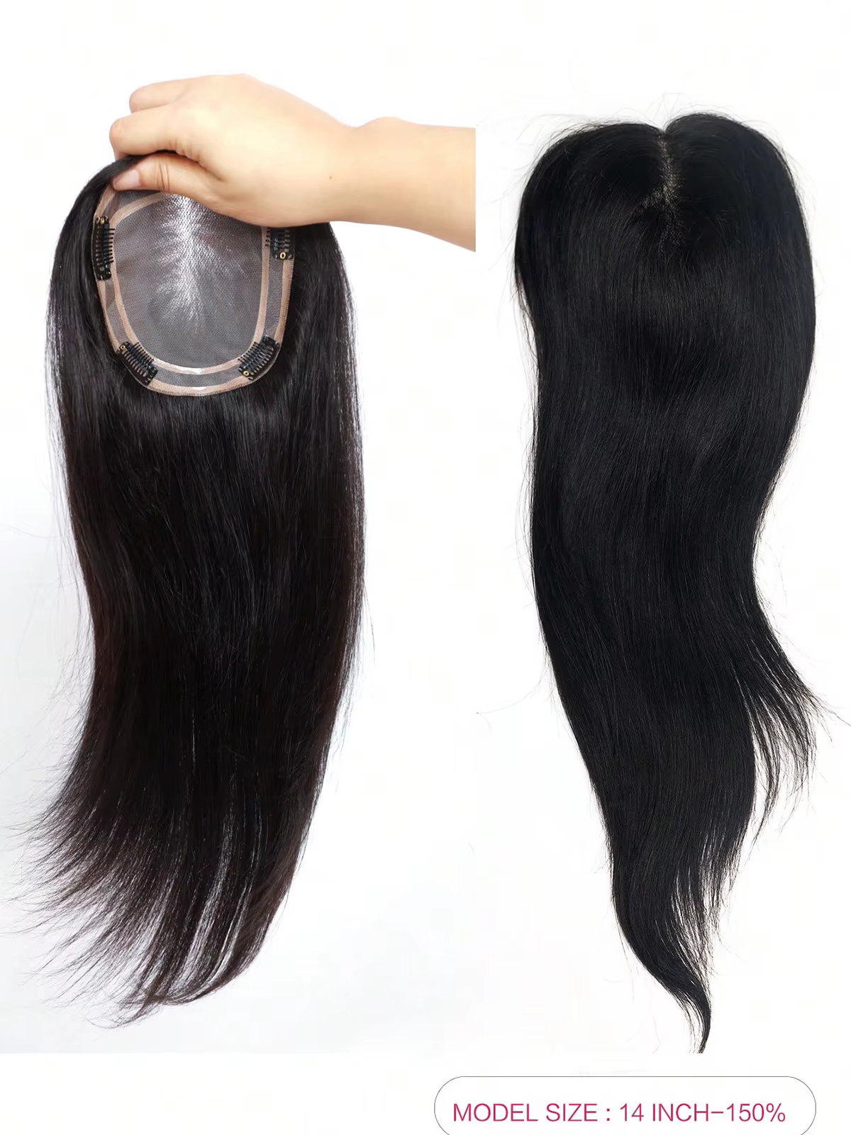 100% vrais cheveux humains Toppers pour femmes pince dans les postiches respirant 5 "x 6" grande Base Mono pour couvrir