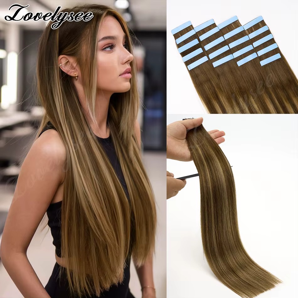 Extensions de cheveux naturels Balayage à bandes adhésives