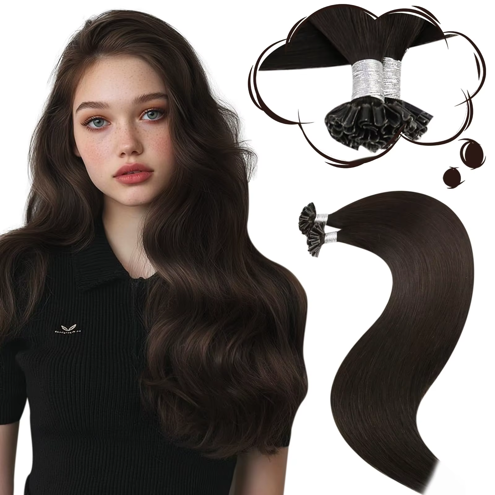 Extensions de cheveux en U, 100% cheveux humains naturels, kératine pré-collée, fusion à chaud, pointe en forme de clou, balayage, extensions lisses et soyeuses