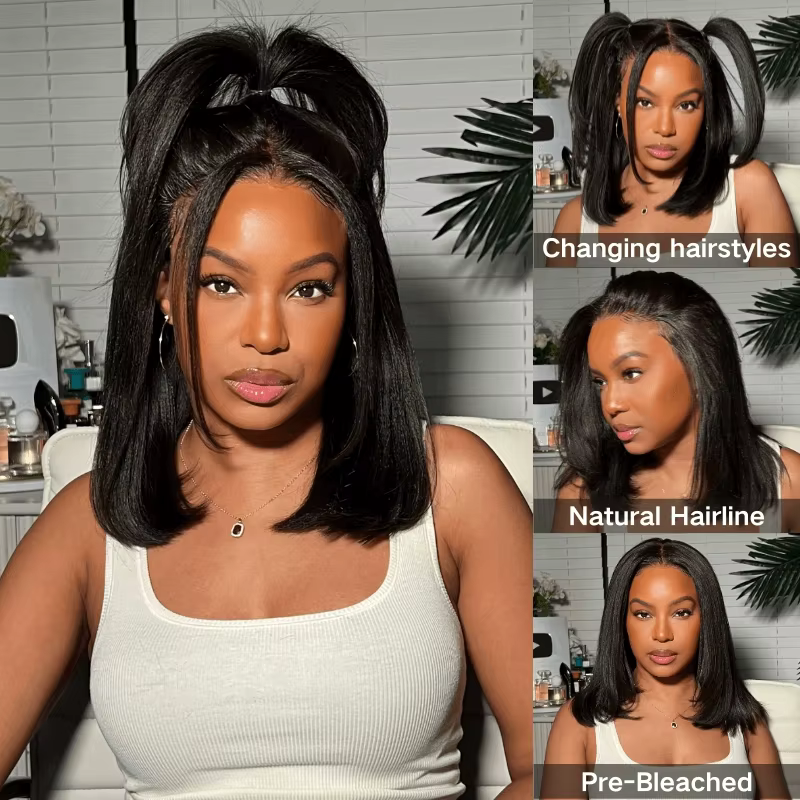 Julia Hair-Perruque Bob droite sans colle Yaki