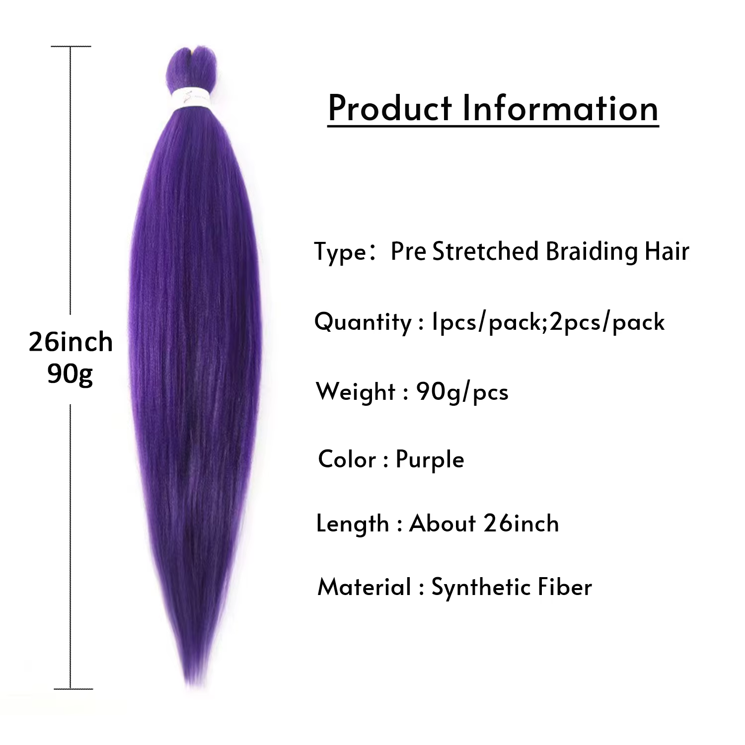 Extensions de cheveux violets 26 pouces de Long