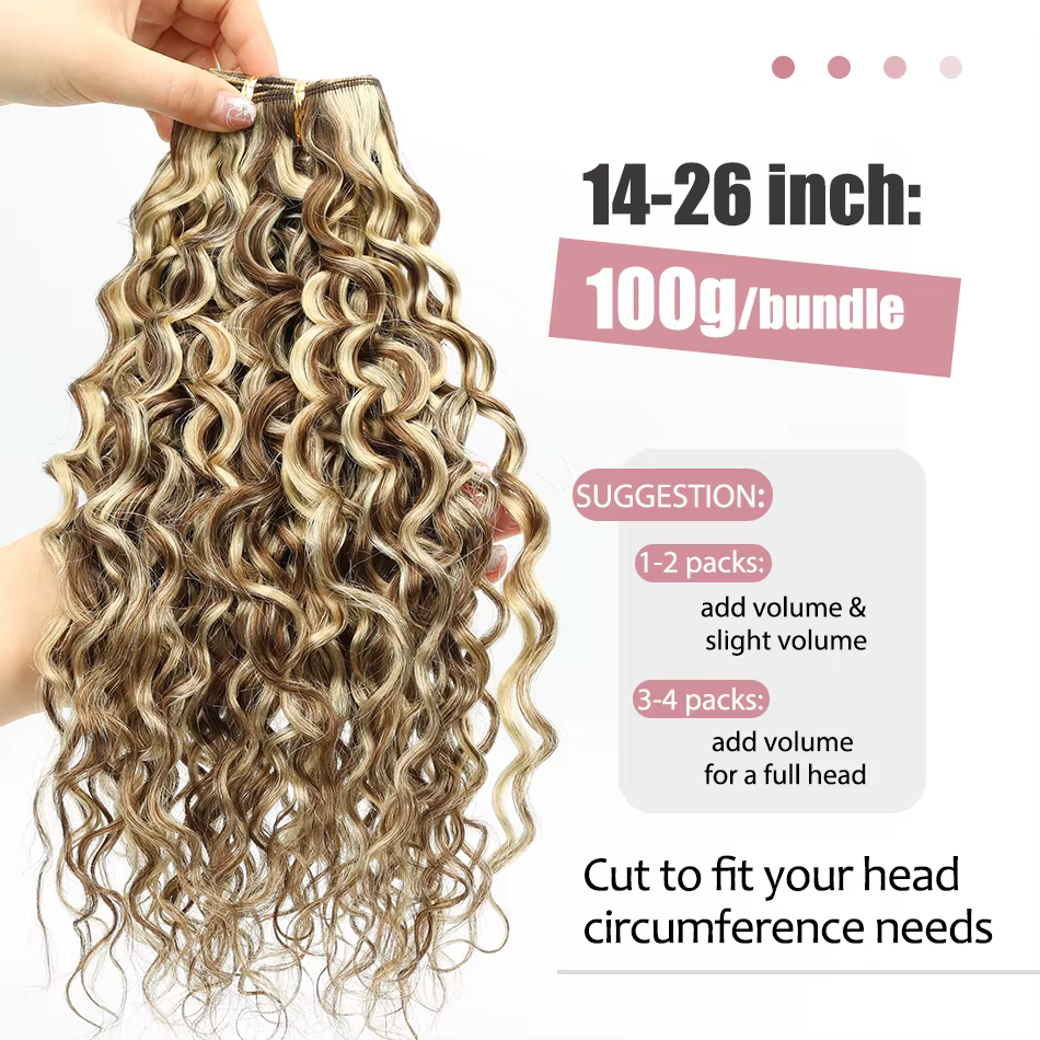 Lovevol vague d'eau cheveux humains Bundle mettre en évidence P6/613 Extensions