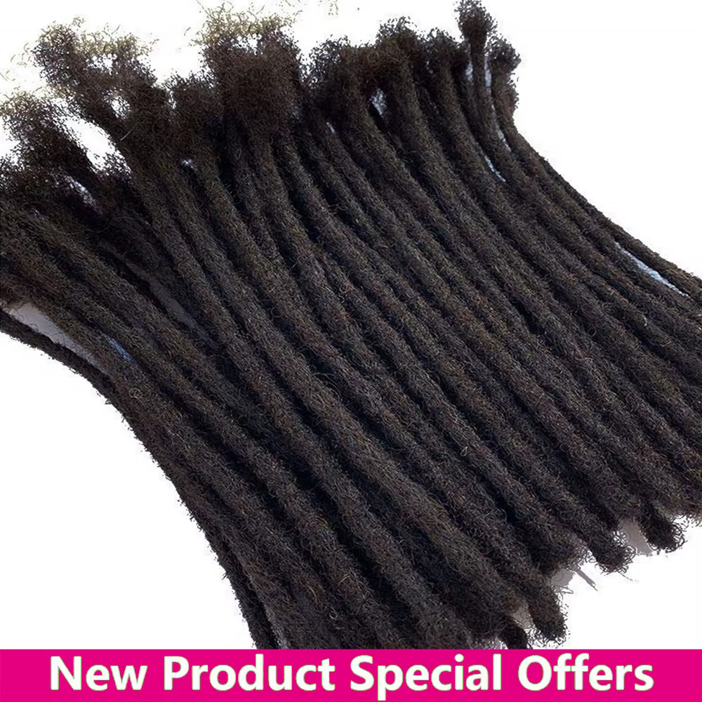 Extensions de Dreadlock vrais cheveux humains pour homme/femmes 0.4 cm de largeur Extensions Loc permanentes 60 brins 6-22 pouces Dreadlock brésilien