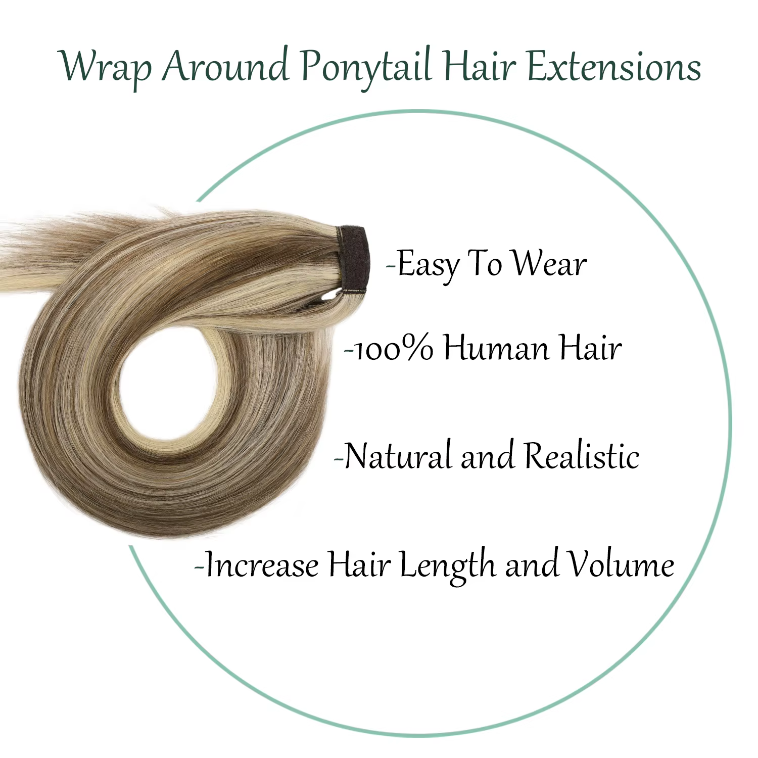 Extensions de cheveux humains queue de cheval longue