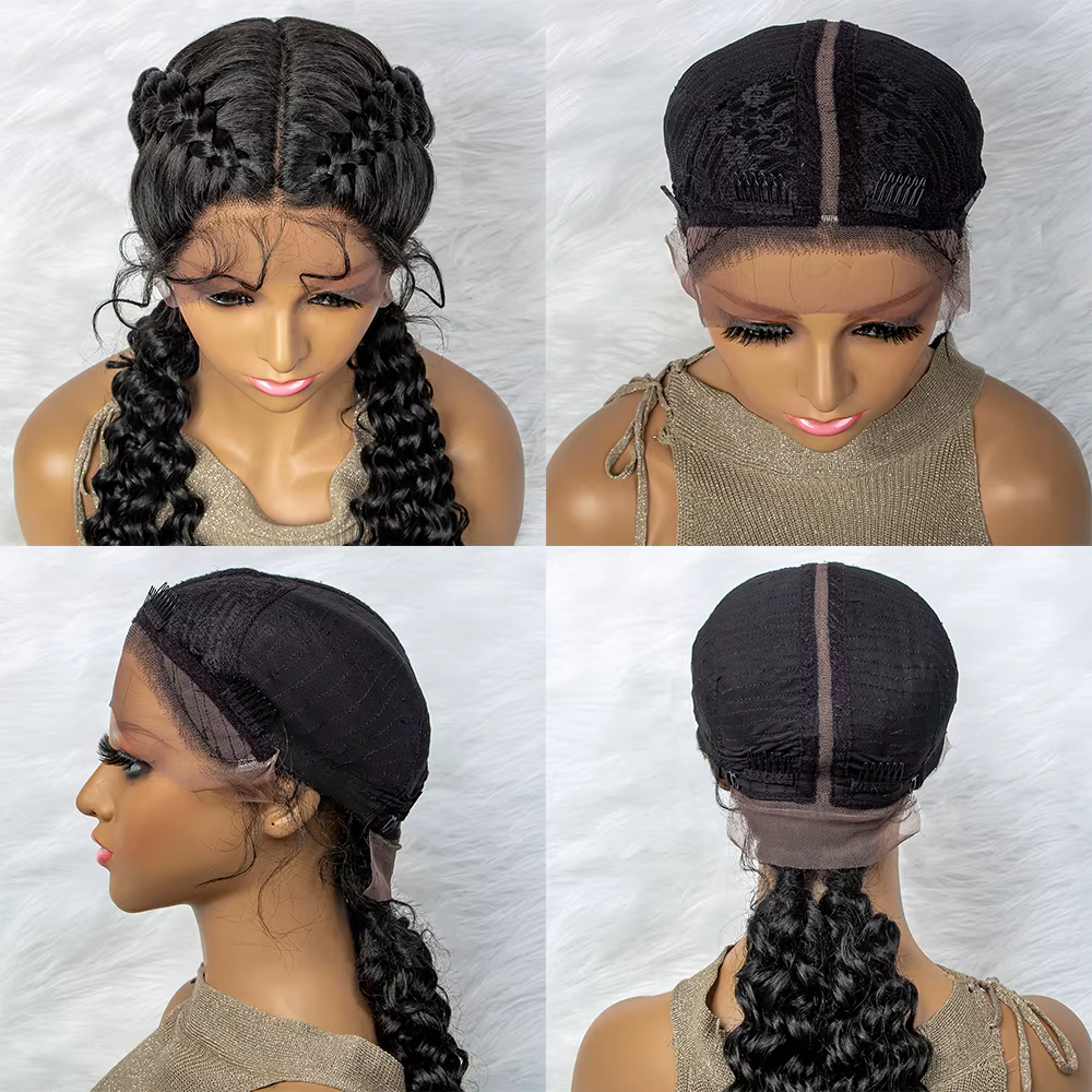 Perruque Lace Front Synthétique Bouclée et Ondulée pour Femme Africaine