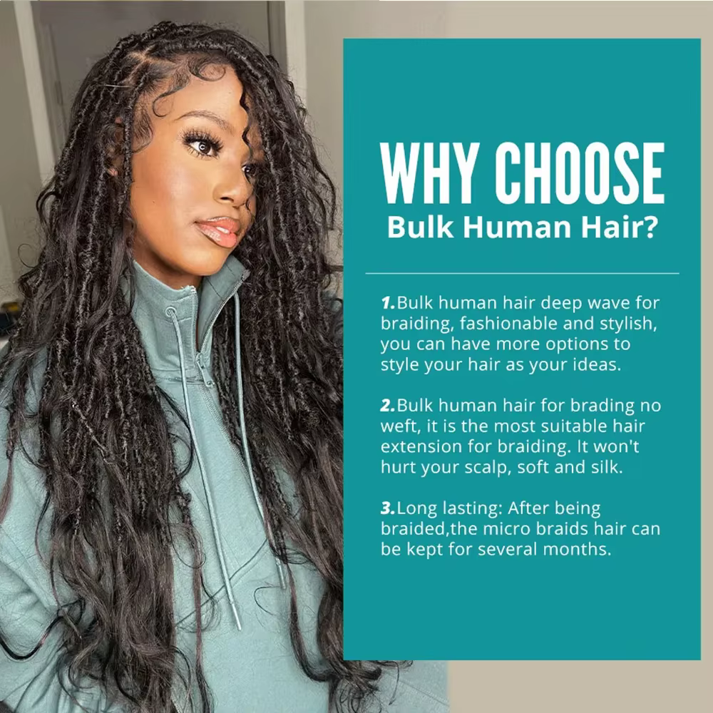 Extensions de cheveux humains en vrac pour tresses bohèmes