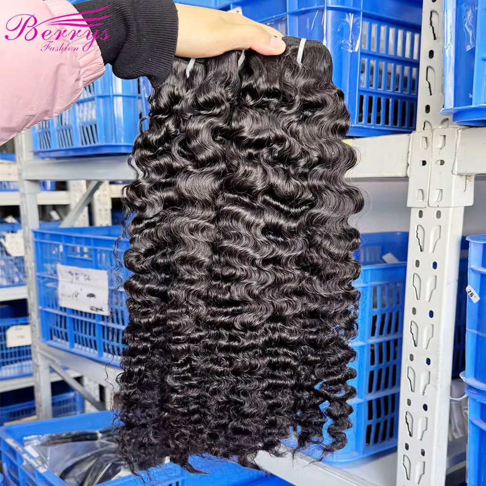 Berrys Cheveux Humains Vierges Bouclés Birmans en Lots de 30 Pouces, 100% Non Traités, Double Trame, Extensions de Cheveux à Tisser