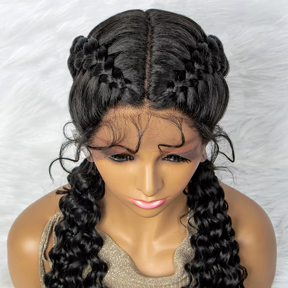 Perruque Lace Front Synthétique Bouclée et Ondulée pour Femme Africaine
