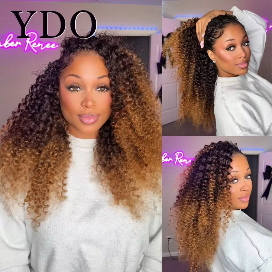 Extensions de cheveux au crochet pré-séparées 1b/ # 4/ # 27 Ombre Blonde Color Deep Wave Protective Style Miracle Knots Human Hair