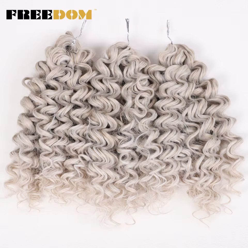 EDOM-Tresses synthétiques Deep Wavy Twist Crochet Hair, Afro Curly Hair, Ombre Brown, 12 Amaran Braiding Extension