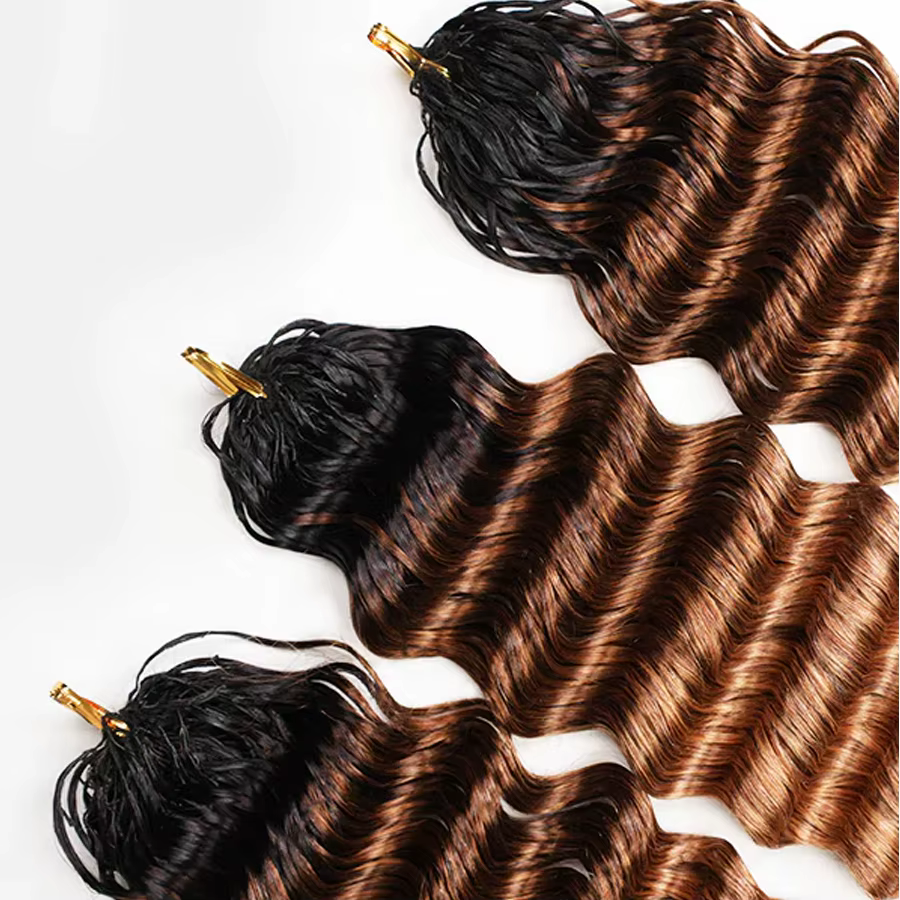 Extensions de cheveux au crochet pré-séparées 1b/ # 4/ # 27 Ombre Blonde Color Deep Wave Protective Style Miracle Knots Human Hair