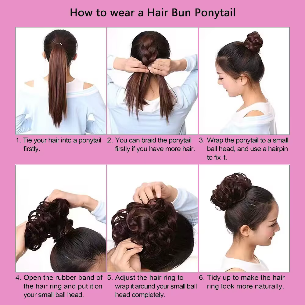 100% cheveux humains chignon vrais