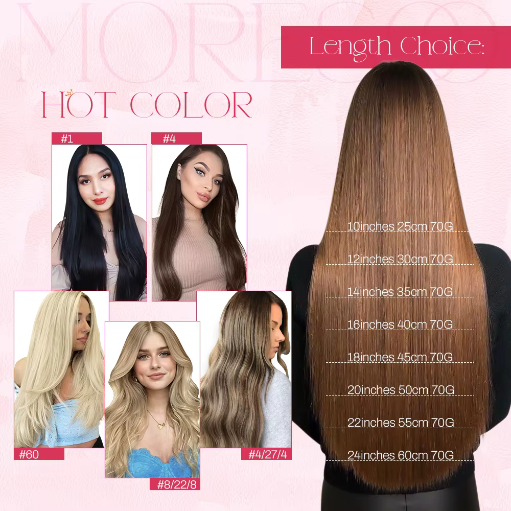 Moresoo-Extensions de cheveux à clipser
