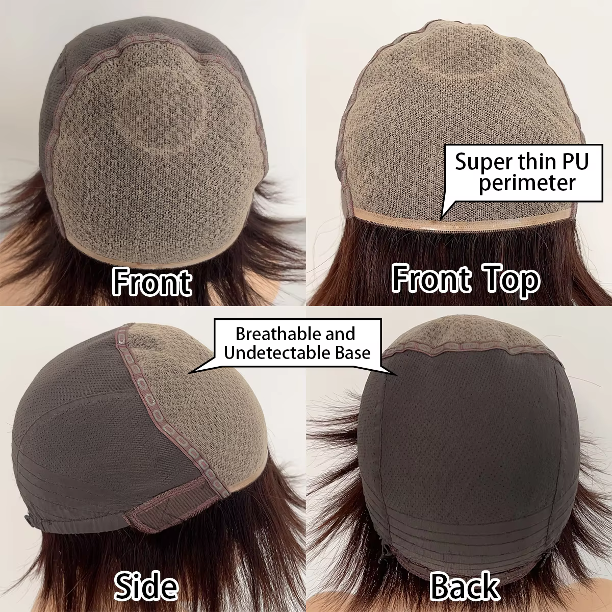 Perruque Courte Pixie Mono Top Entièrement en Dentelle